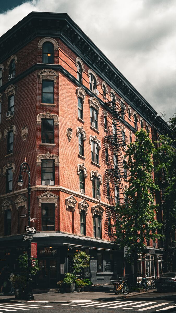 NYC brownstone with fire escapes